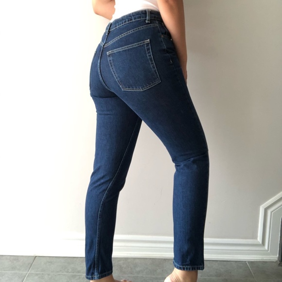 Topshop high waisted dark-medium wash mom jeans - Picture 2 of 6